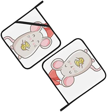 Kawaii Happy Little Crathoon Mouse otporan na toplinu Mat otporni za toplinu za kuhinje 2 PCS petlje za ručke za vozila 8 × 8 inča