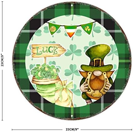 Dan svetog Patrika Lucky Gnome okrugli metalni limen znak irski sretni djeteline Tin znak 9in sretni plaketi svetog Patrika zelena