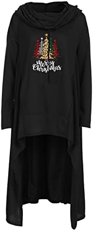 Ženske ležerne dugih rukava Tiskane kapuljače Pulover izvlačenje duge dukserice bluze s ženskim sportskim vrhovima dugačke crne