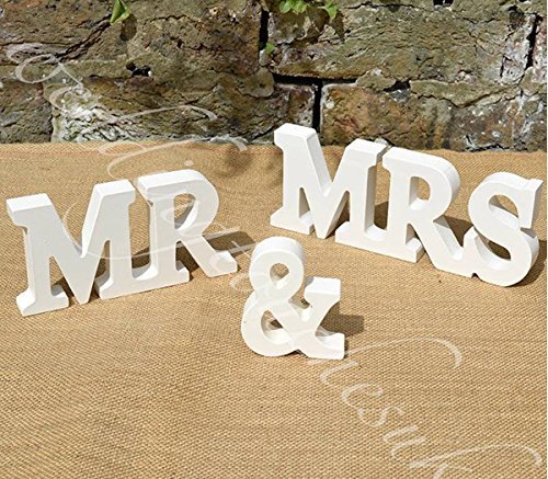 Gospodin i gospođa White Wooden Wedding Decor Pisma