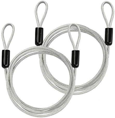 2 pakiranje 6'6 Sigurnosni kabel za prtljagu sigurnosni kabel s dvostrukim petljama, 4,6 mm željezo pocinčani PVC obloženi pleteni