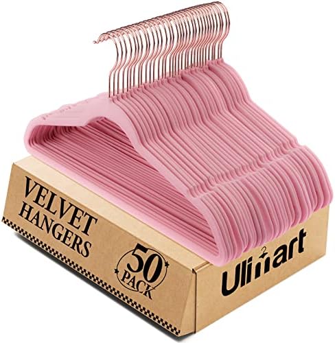 Ulimart ružičasti baršunasti vješalice - vješalice 50 pakiranja - vješalice koje nisu klizne vješalice izdržljive baršunaste vješalice