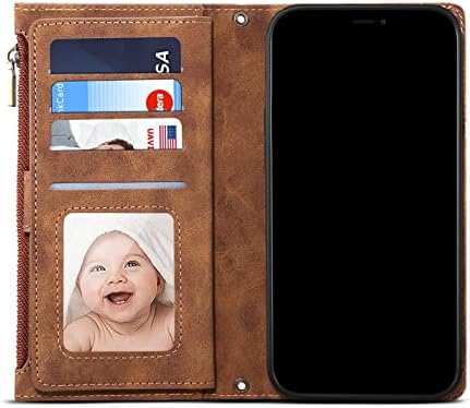 Torbica za novčanik s preklopnim poklopcem za telefon, kompatibilna s N5-om, torbica s patentnim zatvaračem s utorom za karticu s zaključavanjem,