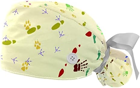 Šareni otisci za životinje Podesivi radna kapa s gumbima Elastična vrpca za vezanje za žene za žene