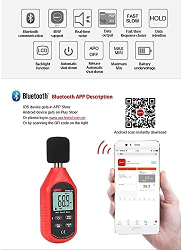 SJYDQ mjerač buke decibel metar 30 ~ 130db mini audio zvučna razina mjerača decibel monitor bluetooth
