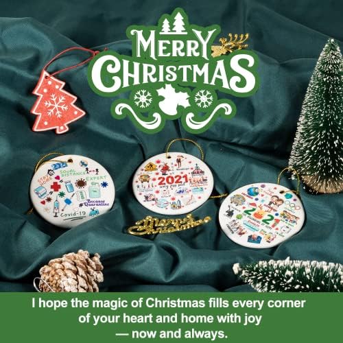 2021. Božićni ukrasi Set 3PCS, čuvaj poklon za okupljanje za obitelj i prijatelje, dvostrani uzorak, keramički okrugli viseći božićni