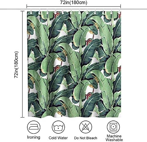 Lifeasy tropska zelena banana list za tuširanje zavjesa palma lišće tkanina za djecu dekor za kupaonicu s grom i kuke 72 l x 72 w