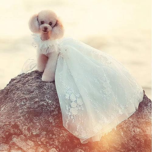 UXZDX CUJUX PET DRESKI PASE Princess Training vjenčanica za male pse ručno izrađene bijele vez