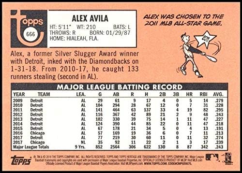 2018. Topps Heritage Visoki broj bejzbol 666 Alex Avila Arizona Diamondbacks Službena MLB trgovačka kartica