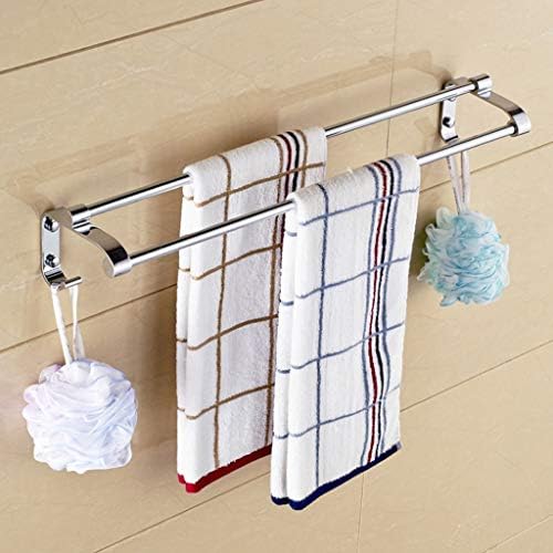 Diaod stalak za ručnike od nehrđajućeg čelika, šipka za ručnike za kupaonice s kukama, hotelski stil dvostrukog ručnika, polirani kromiranje