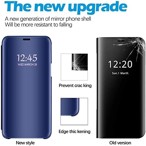Kožna torbica S8 Plus, kompatibilan sa presvlakom za telefon Samsung Galaxy S8 + Plus, flip poklopac ogledala za šminkanje Clear View,