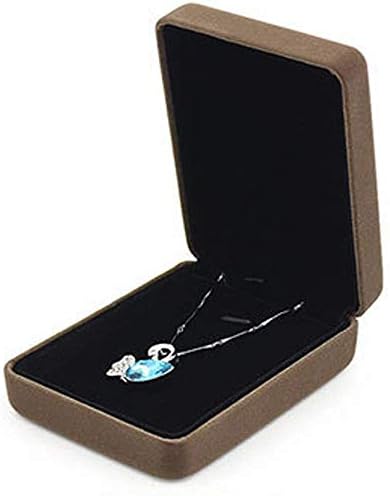 Kutija za ogrlicu od smeđeg baršuna, torbica s privjeskom, elegantni organizator za prikaz nakita s dugim lancem, poklon kutija za