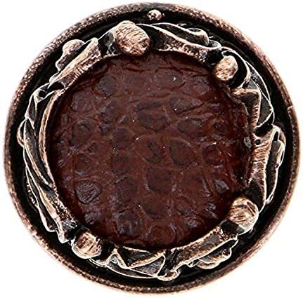 Vicenza dizajnira K1120 Liscio umetni gumb sa smeđom kožnom remenom, antikni bakar