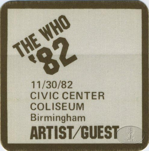 The WHO 1982 Zbogom Tour Backstage Pass Birmingham