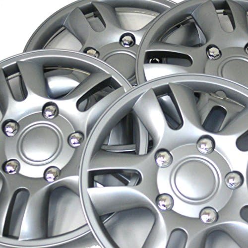 TuningPros WC3-15-1006-S-pakiranje od 4 hubcaps-15-inčni stil stil Snap-on tip metalni srebrni kotači pokriva glavčine