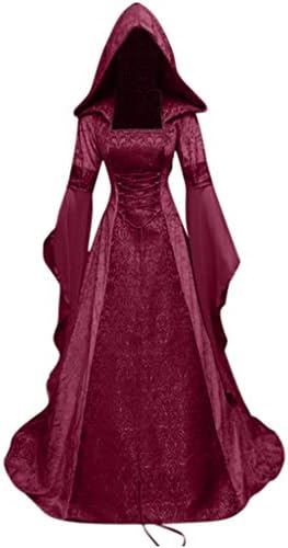 Renesansna Haljina ženska Vintage srednjovjekovna haljina s kapuljačom s rukavima od cijevi Elegantna Maksi haljina s dugim rukavima