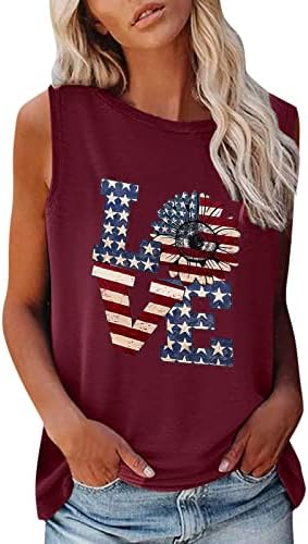 4. srpnja majice s naramenicama za žene majice bez rukava s okruglim vratom američka zastava zvijezde prugaste domoljubne majice s