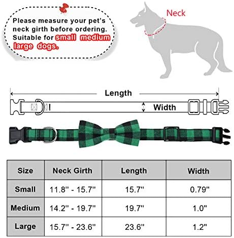 Malier 2 Pack Dog ovvratnik s pramčanim kravatom, božićni klasični uzorak za pse pseće ovratnike s laganom podesivom kopčom prikladnom