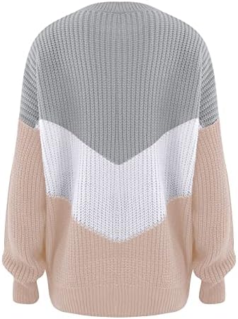 Prdecexlu dugi rukavi moderni klub jesen pulover dame udobnost mini colorblock džemperi debeli okrugli vrat pulover
