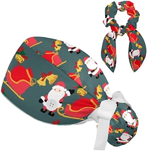 Djed Božićnjak božićno drvce Radna kapu s gumbom i škakljivim šeširom za žene dugu kosu unisex kravate šešir multi boja