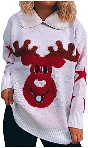 Božićni džemper Žene dugih rukava lagane snježne pahuljice Pletena pulover 2022 božićni reverci Jamper Tops kaput
