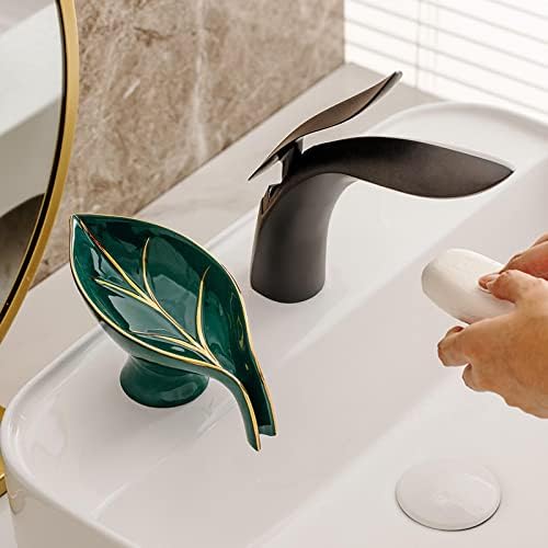 Na keramička kutija sapuna u obliku lišća usisava čaša isušivanje sanitarnog sapuna sapun non perforirani sapun za sapun za pranje