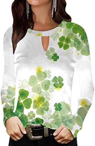 Yming Womens St. Patricks Dan ključanica majice za vrat dugih rukava s djetelinom Print Preveliki shamrock pulover vrhovi