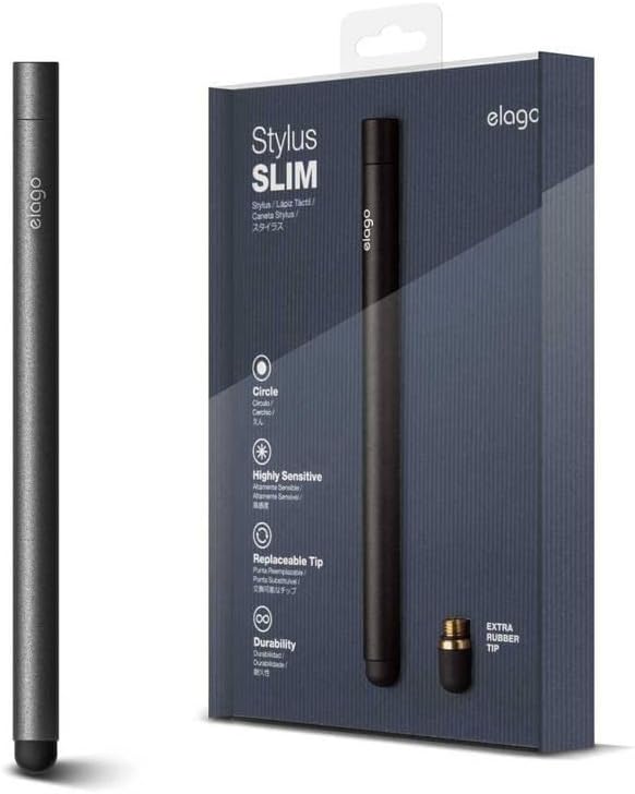 Elago Premium aluminij olovke olovke za sve tablete/mobitele s dodirnim zaslonom [Slim] [Black], Zamjenjivi savjet, uključen dodatni