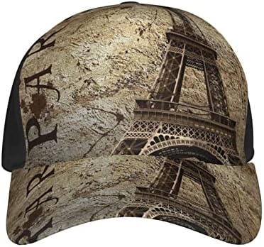Vintage bejzbolska kapa s printom Eiffelovog tornja, podesiva tatina kapa, pogodna za trčanje u svim vremenskim uvjetima i aktivnosti
