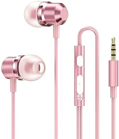 TXHUTSOG ružičasti zlatni uši, ožičeni u ušnim slušalicama, stereo bas slušalice s mikrofom, sportske slušalice s kontrolom glasnoće,