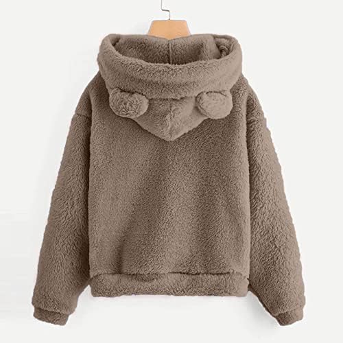 Odjeća za žene uzorci Žene dugi rukavi od runa Čvrsta dukvica topli medvjed oblik nejasnih kapuljača kaputa džemperi za žene kapuljače