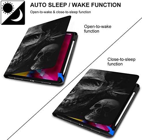 Zastrašujuća futrola za tamnu lubanju Fit iPad Pro 2021 （11in） Automatsko spavanje/buđenje vitka lagana trostruka trifold postolja