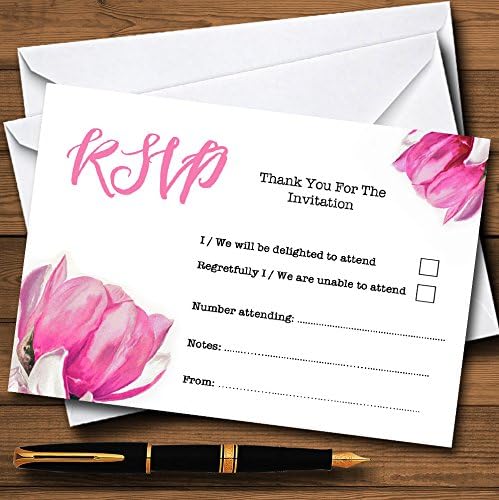 Akvarelne ružičaste magnolije personalizirane RSVP kartice
