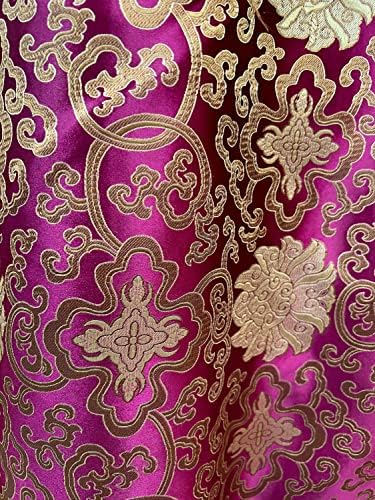 Adelaide purpurno-zlatna kineska brokatna satenska tkanina dvorište - 10058