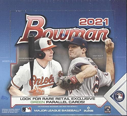 2021 BOWMAN MLB Tvornica za bejzbol zapečaćena maloprodajna kutija 24 pakiranja, ekskluzivne maloprodajne paralele progone kromirane