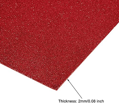 UxCell Red Glitter Eva pjenasti listovi 11 x 8 inča debljine 2 mm za zanatske projekti 24 PCS