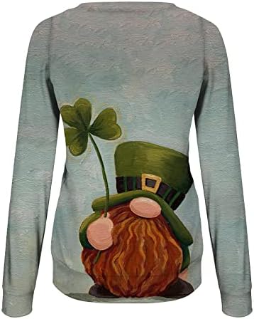 2023. St Patrick Day Jumper Womens Tops Shamrock majice meke tunice s dugim rukavima TUNUCIJE TOPS GNOME RAINBOW TISKED