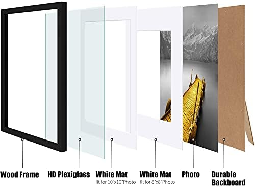 12x12 okviri za slike crne čvrste drvene slike 10x10 ili 8x8 s prostirkom ili 12x12 bez prostirke - kvadratni okviri za fotografije