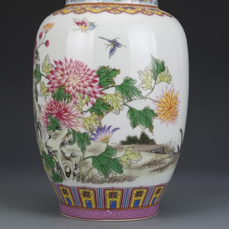 ZHYH EMAMEL KRYSANTEMUM prekriven lončanim čajnim staklenkom Antique Collection Antique Jingdezhen porculanski ukrasi