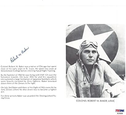 Robert Baker potpisao je 8x10 PSA DNA AC42038 WWII ACE 5V - Autografirane NFL fotografije