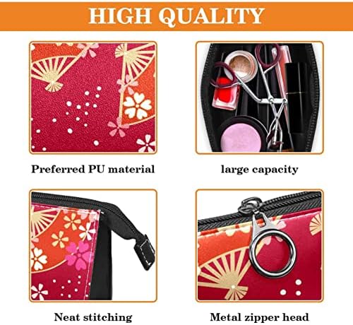 Tbouobt kozmetičke torbe za žene, šminkanje toaletne torbe Organizator toaletne vrećice, crveni japanski cvjetovi obožavateljica