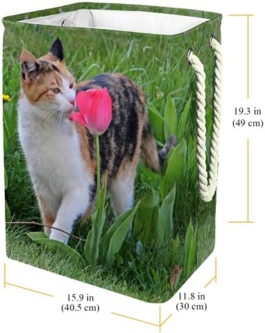 Vodootporne košare za rublje u donjem rublju visoke izdržljive sklopive košare za mačke tulipane vrtne životinje slatka tiskana proljetna