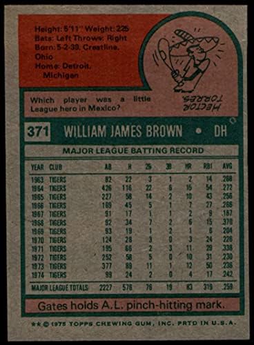 1975. Topps 371 Gates Brown Detroit Tigers Ex Tigrovi