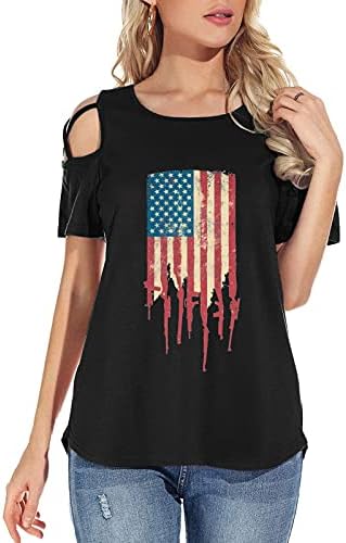Povremene košulje za žene 14. srpnja Amerika zastava tiskanje kratkih rukava majice plus-size radna vrhova za žene