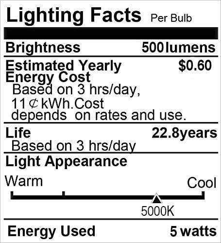 Žarulja hladnjaka ekvivalentna 40 vati, 120 V 15 LED žarulja hladnjaka, dnevno svjetlo 5 vati, bijelo 5000 K, postolje srednje veličine,