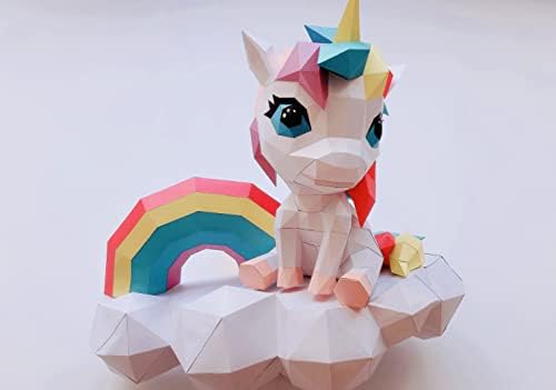 Unicorn zanat, Origami Kit za jednorog, uradi sam zanatske predloške za papir, 3D papirni zanat za odrasle i tinejdžere, niska poli
