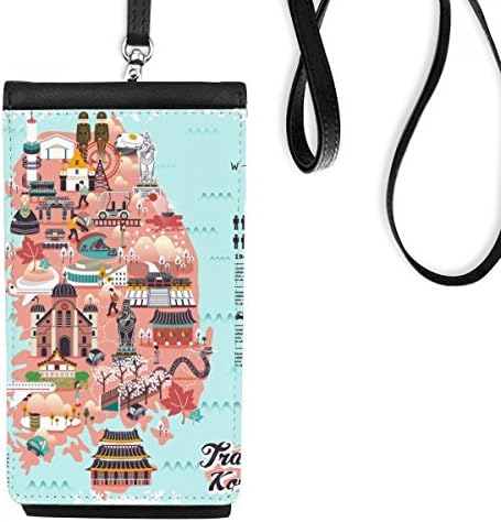 Karta orijentiri Korejskog art deco poklon modni telefon torbica za novčanik viseće mobilne vrećice crni džep