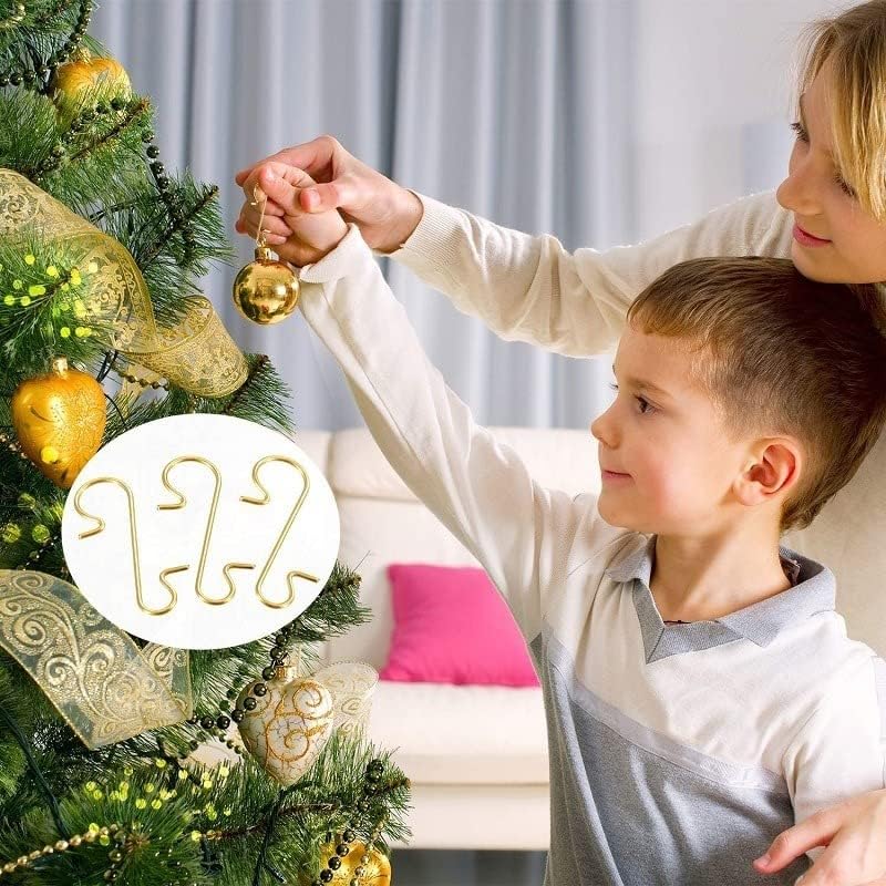 Ukrasi za božićno drvce i novogodišnji ukrasi, božićni ukras Metal Metal u obliku kukica u obliku slova s ​​božićnim drvcem kuglica