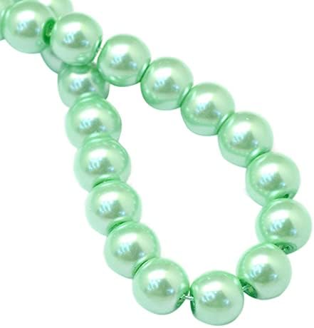 100pcs / pramen 8mm okrugle staklene biserne perle pramen sitnih satenskih sjajnih bisernih perli labavi odstojnik za narukvice ogrlice
