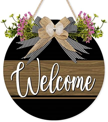 Iarttop znak dobrodošlice za dekor ulaznih vrata, zidni ukras trijema s cvijećem, okrugli luk viseći, dekoracija znaka dobrodošlice